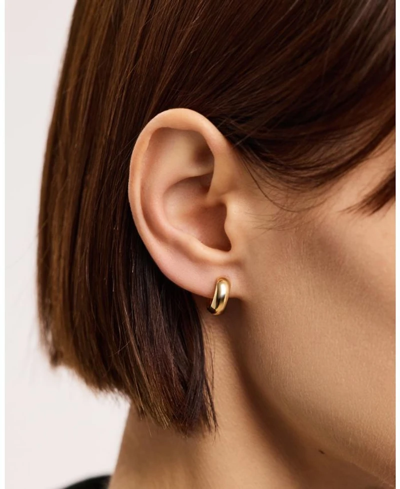 Solid Yellow Gold Bold Huggie Hoops Earrings