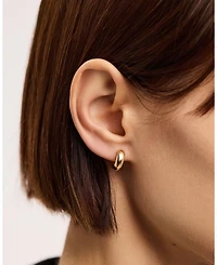 Solid Yellow Gold Bold Huggie Hoops Earrings