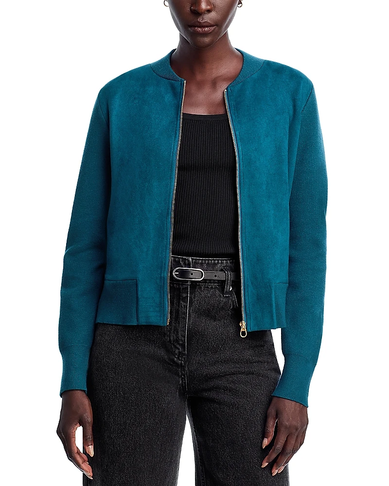 Sioni Faux Suede Bomber Jacket