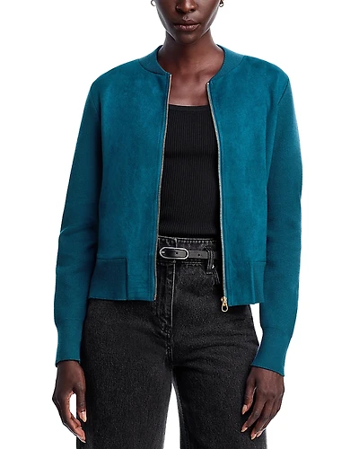 Sioni Faux Suede Bomber Jacket