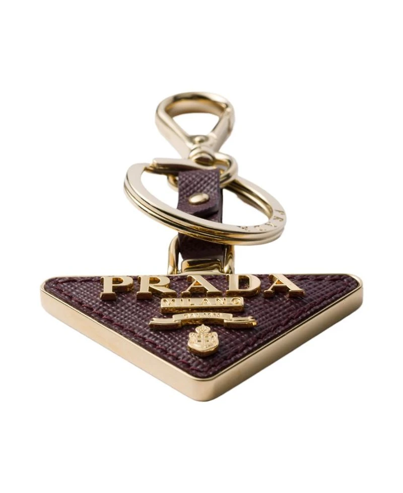 Saffiano Leather and Metal Keychain