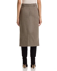 Houndstooth Belted Midi Skirt