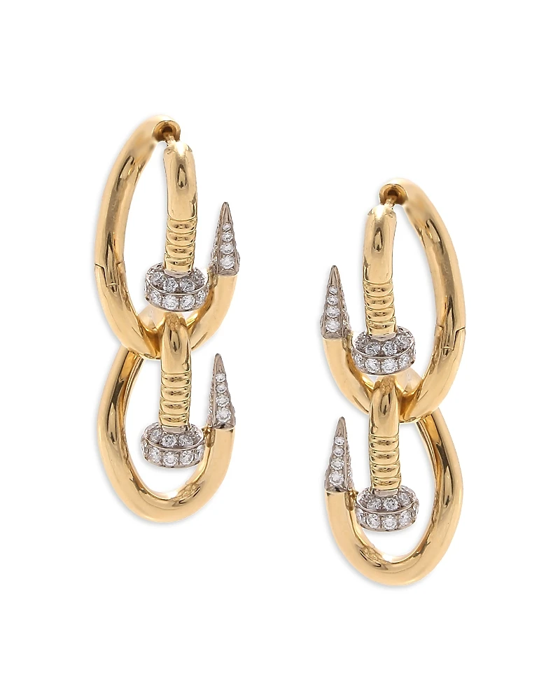 David Webb Diamond Double Bent Nail Earrings