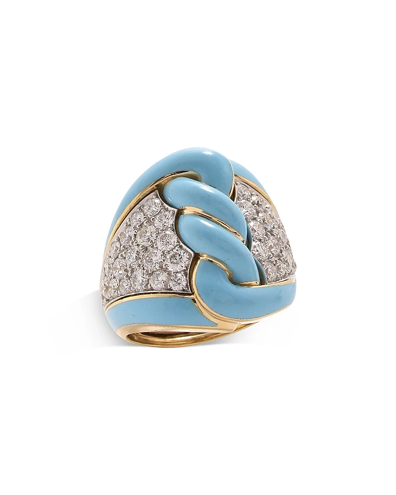 David Webb Diamond Enamel Rope Ring