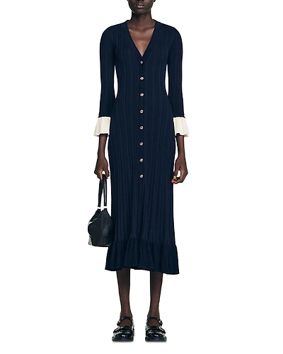 Sandro Two Tone Knit Maxi Dress