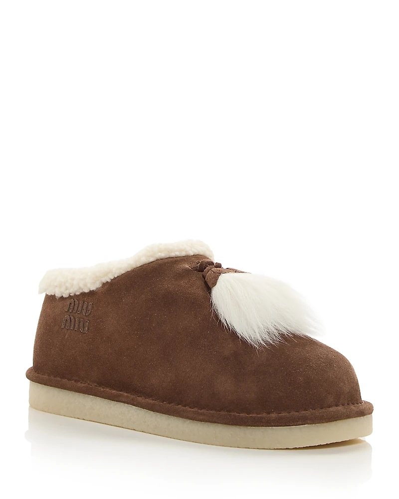 Miu Women's Shearling Tassel Slippers