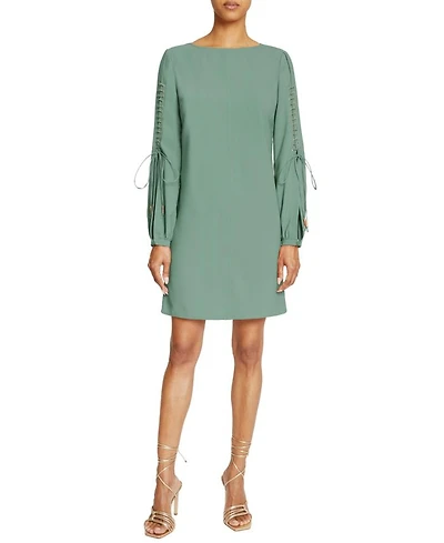 Aries Long Sleeve Shift Dress with Grommet Detail