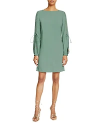 Aries Long Sleeve Shift Dress with Grommet Detail