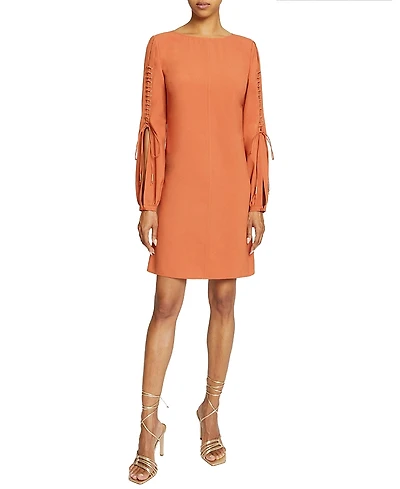 Santorelli Aries Long Sleeve Shift Dress with Grommet Detail