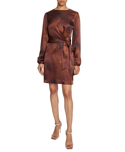 Darya Long Sleeve Dress Abstract Printed Silk