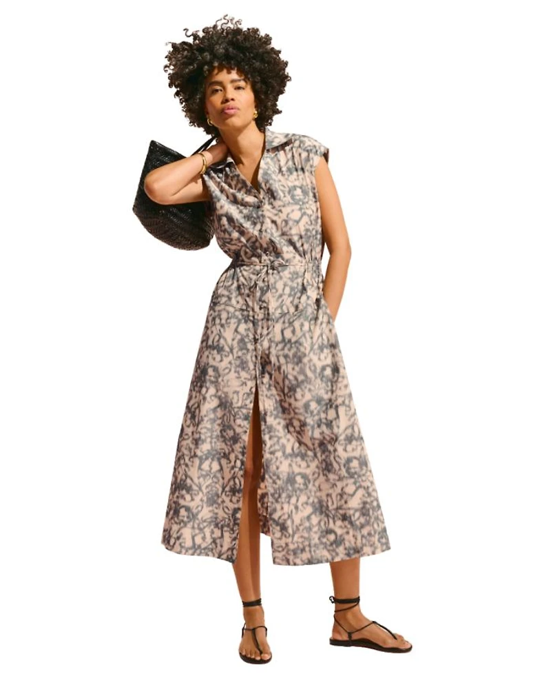 Cira Women's Warped Floral Shirt Dress