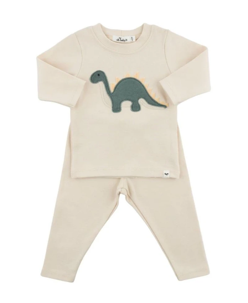 Boys' Dino Forest Applique 2-Piece Top and Pant Set - Baby
