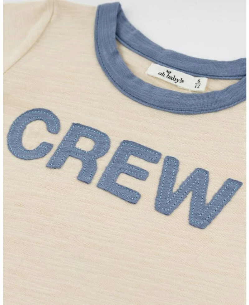 Unisex "CREW" Applique Billie Slub Ringer Tee - Baby