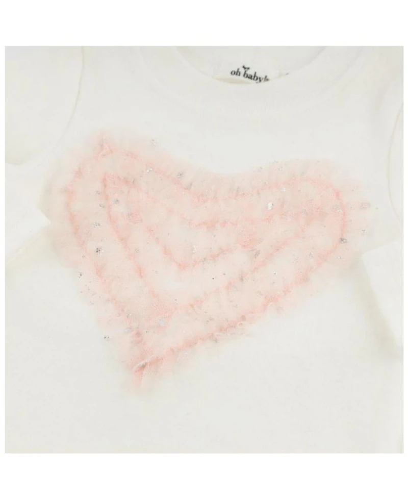 Girls' Ruffle Heart Fleck Tulle Applique 2-Piece Set - Baby