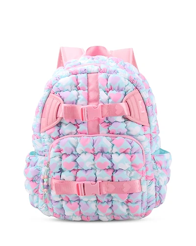 Omg Accessories Heart Print Scrunch Large Backpack With Heart Webbing