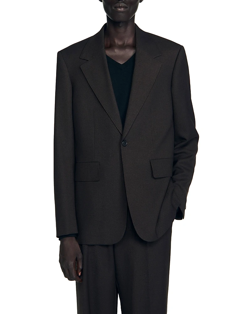 Sandro Wool Blend Classic Fit Suit Jacket