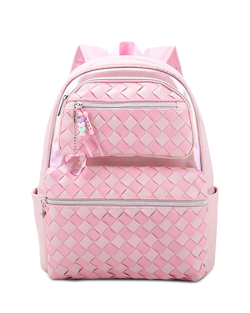 Omg Accessories Woven Large Backpack With Charm