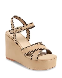 Women's Sasha Whipstitch Fringe Suede Wedge Sandals