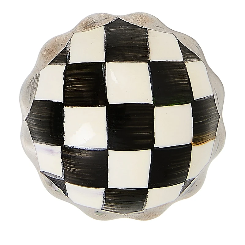 MacKenzie-Childs Courtly Check Petit Four Platinum Round Knob