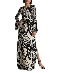 St. John Americana Leaf Silk Dress