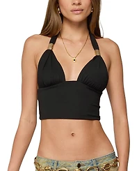 Edikted Aiva Backless Plunge Neck Halter Top