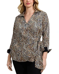 Foxcroft Plus Salina Animal Print Blouse