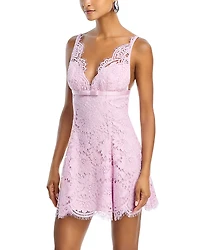 Self-Portrait Pink Floral Lace Mini Dress