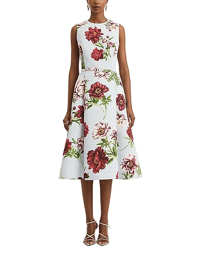 Oscar de la Renta Peony Print Dress