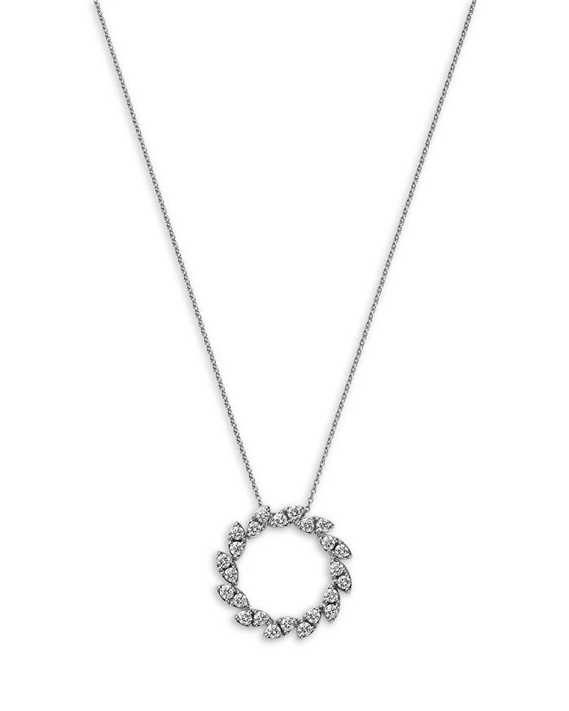18K White Gold Diamond Marquesa Small Swirl Pendant Necklace, 18"