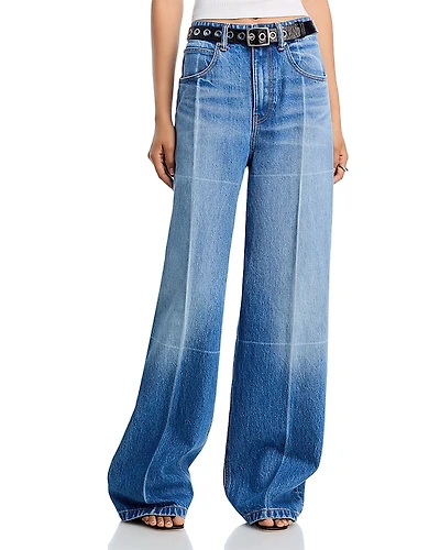 alexanderwang. t High Rise Straight Jeans with Faded Fold Lines