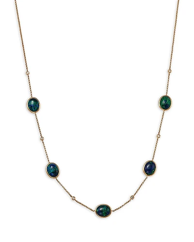 Bloomingdale's Fine Collection Azurite & Diamond Bezel Collar Necklace