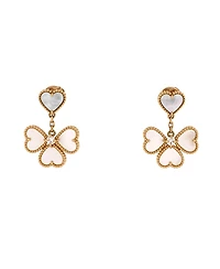 Pre-Owned Van Cleef & Arpels Sweet Alhambra Effeuillage Heart Earrings 18K Gold with Mother of Pearl and Diamonds