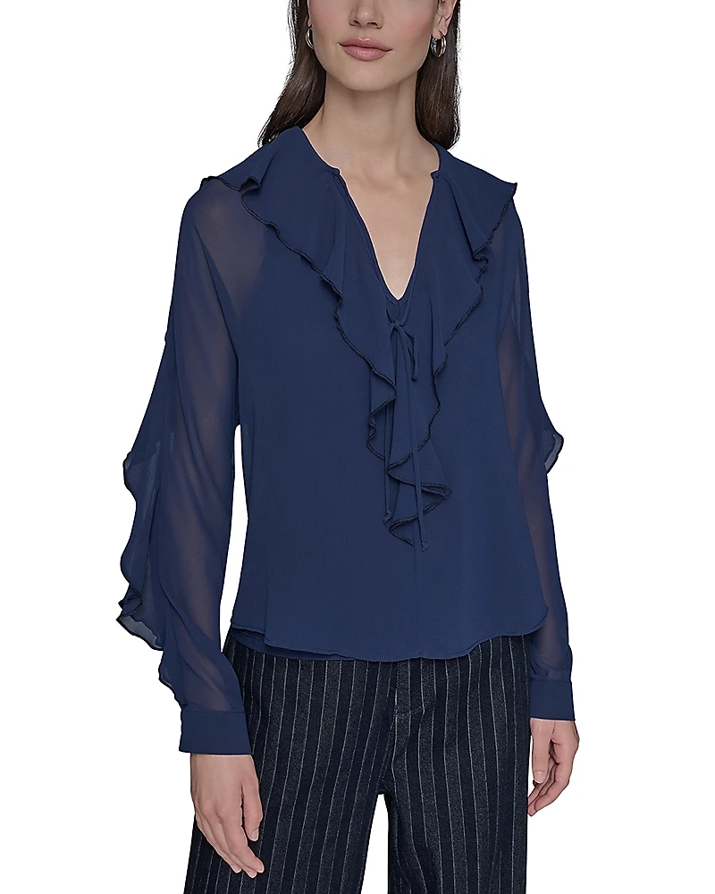 Karl Lagerfeld Paris Loose Ruffle Blouse