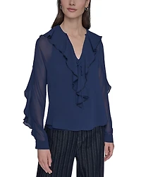 Karl Lagerfeld Paris Loose Ruffle Blouse