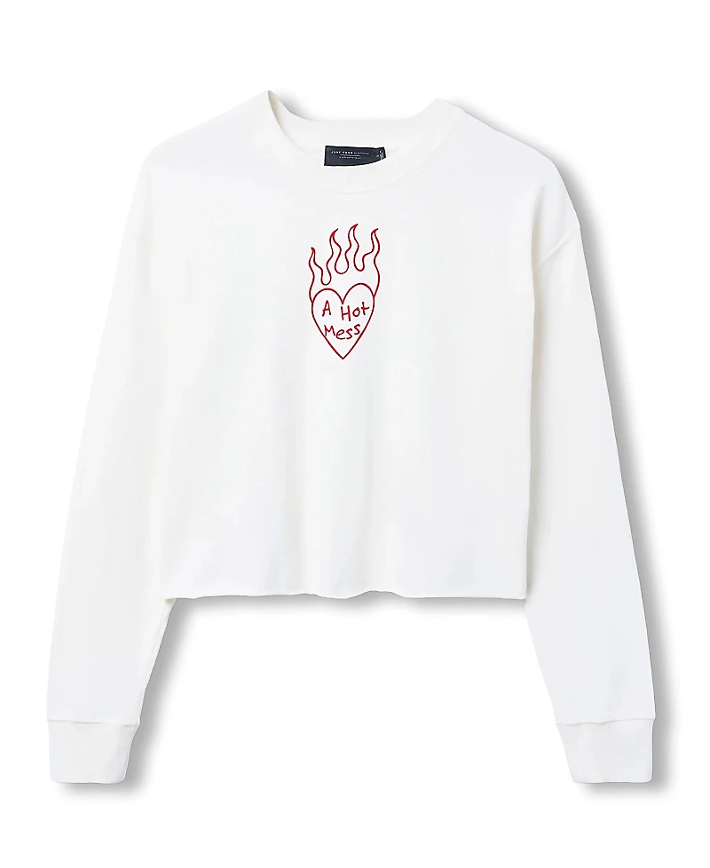 Junk Food Clothing Women's A Hot Mess Crop Crew Tee