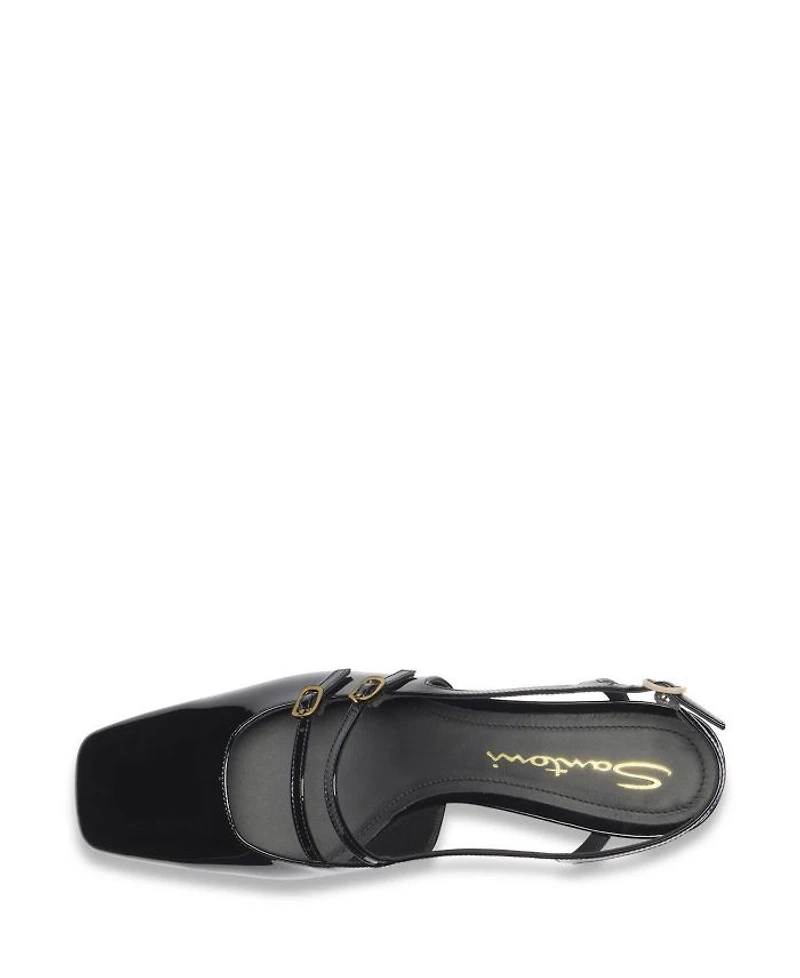 Women's Patent Leather Mid-Heel Slingback