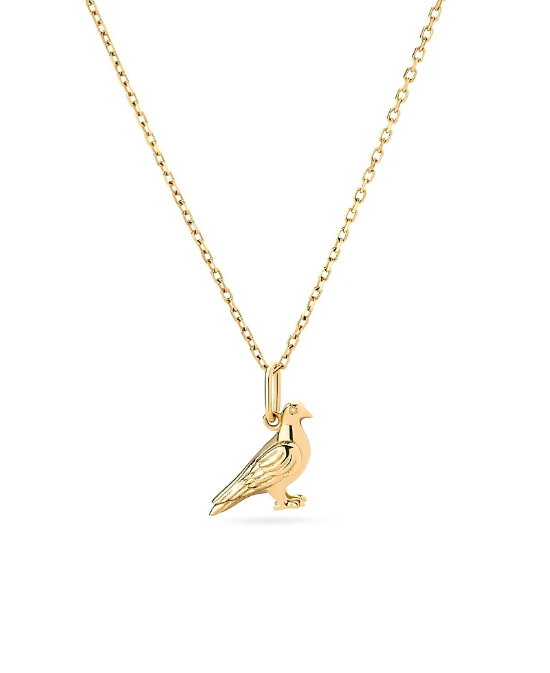 Ana Luisa Solid Gold Pigeon Charm Necklace