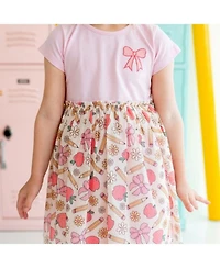 Girls' Back To School Cutie Patch Short Sleeve Tutu Dress - Little Kid, Big Kid