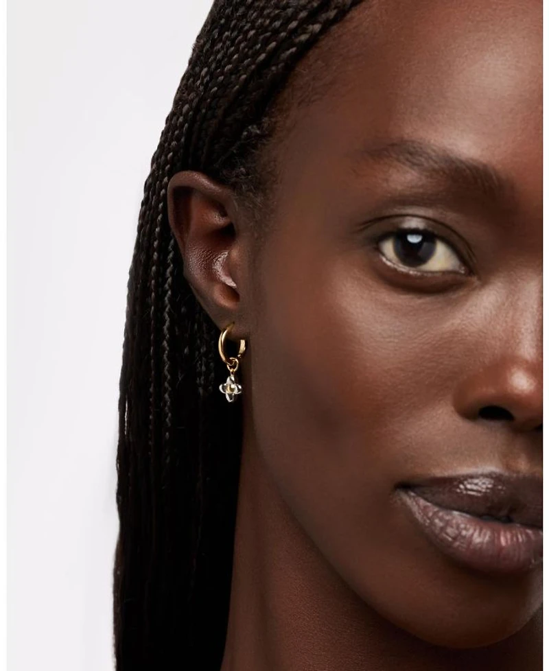 Gold Liora Hoops Flower Earrings