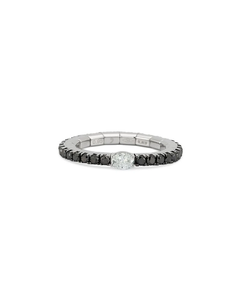 18K White Gold Extensible by Demeglio Black & White Diamond Oval & Round Band
