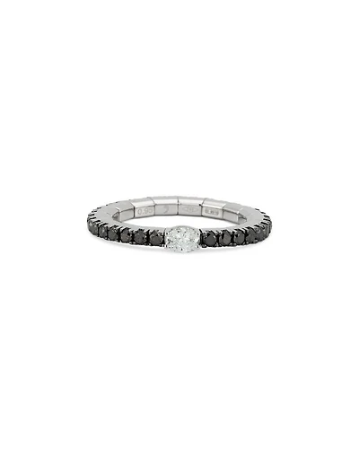 18K White Gold Extensible by Demeglio Black & White Diamond Oval & Round Band