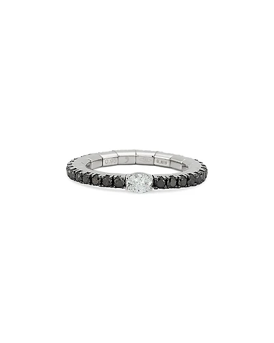 Roberto Demeglio 18K White Gold Extensible by Demeglio Black & White Diamond Oval & Round Band