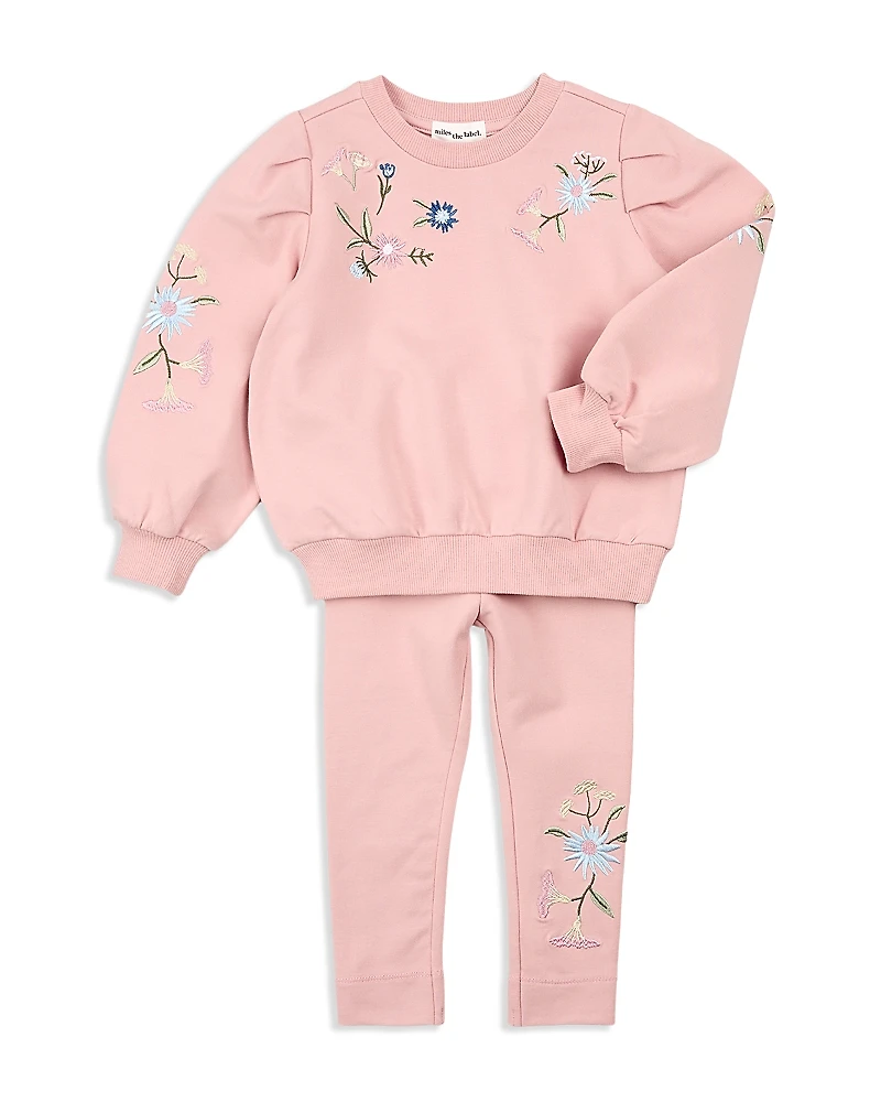Miles The Label Girls' Floral Embroidery Jogger Set - Baby