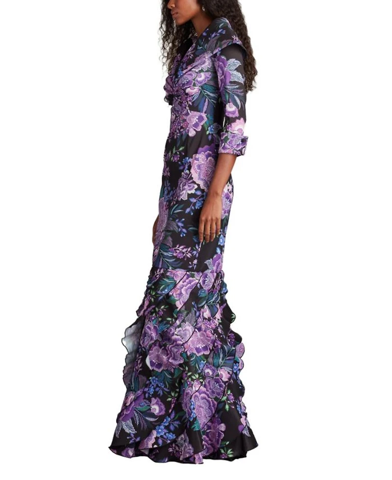 Blythe Floral Portrait Collar Gown