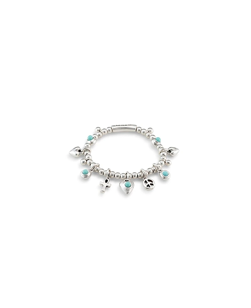 UNOde50 Sterling Plated Beaded Bracelet with Charms