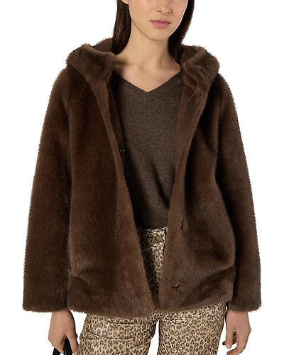Gerard Darel Morgane Faux Fur Coat
