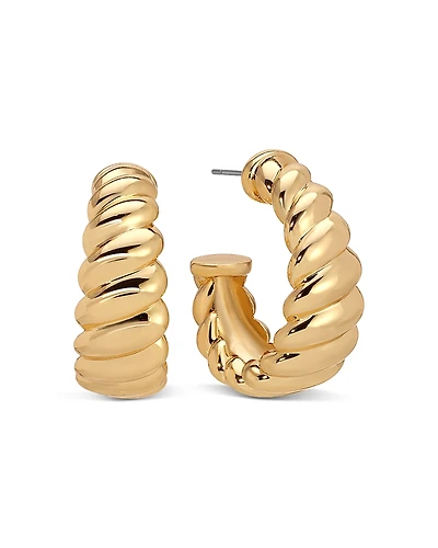 Ettika Modern Ribbed Small Hoop Earrings