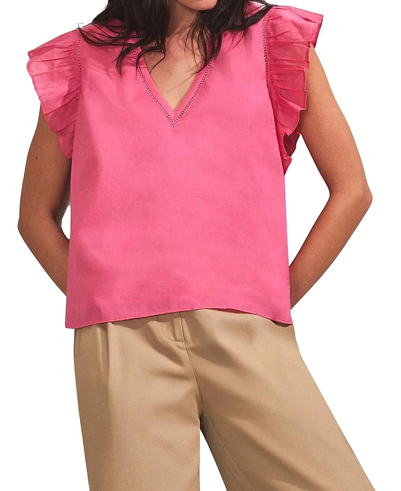 Ro & Zo Cotton Frill Sleeve Top