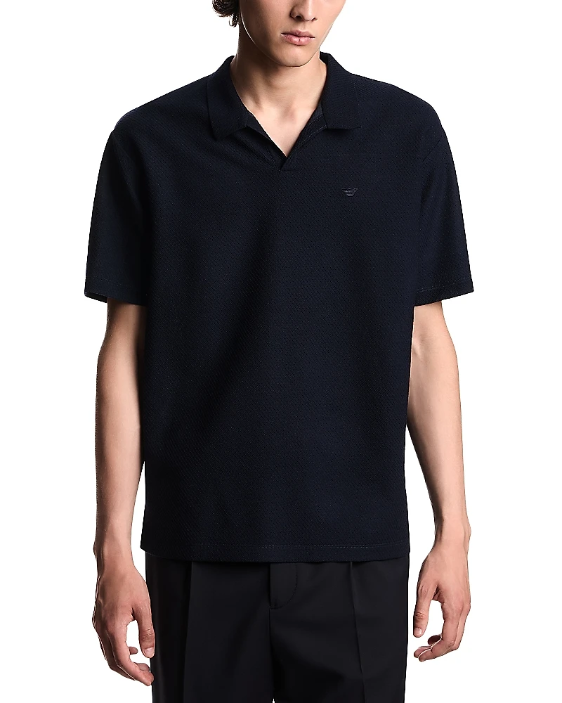 Emporio Armani Icon Open Collar Wool Polo Shirt