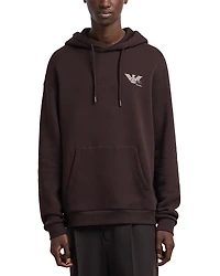 Emporio Armani Twill Hooded Sweatshirt With Playing Cards Print at Back